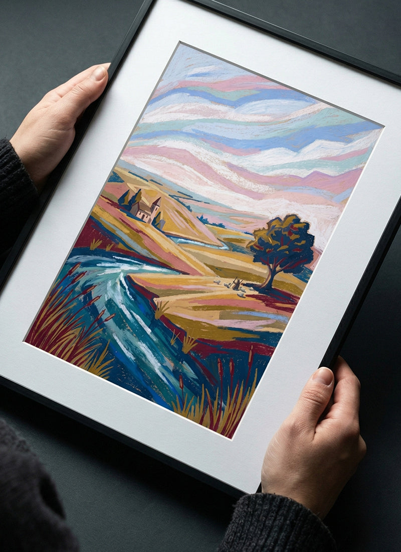 Framed scripture print in an interior