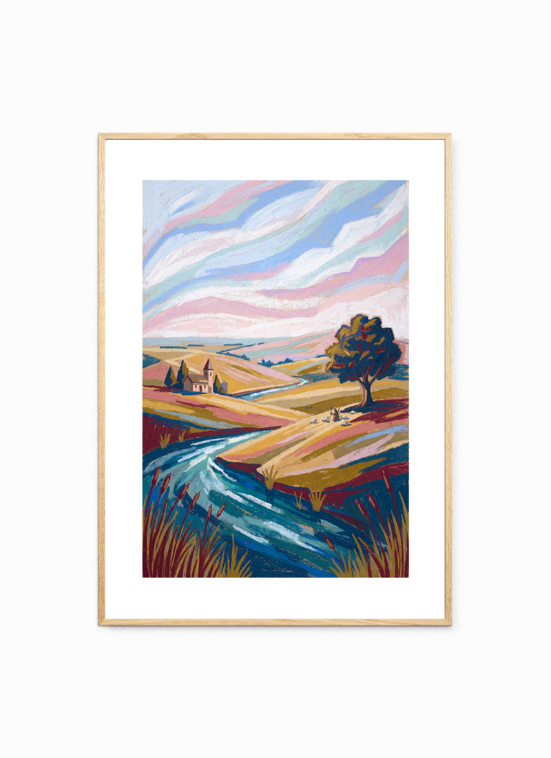 Psalm 23 framed scripture art print in a light oak frame